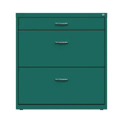 Space Solutions File Cabinets<3-Drawer Lateral File Cabinet, Letter/Legal Size, Lockable, 31.88"H x 30"W x 17.63"D, Teal (25074)