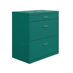 Space Solutions File Cabinets<3-Drawer Lateral File Cabinet, Letter/Legal Size, Lockable, 31.88"H x 30"W x 17.63"D, Teal (25074)