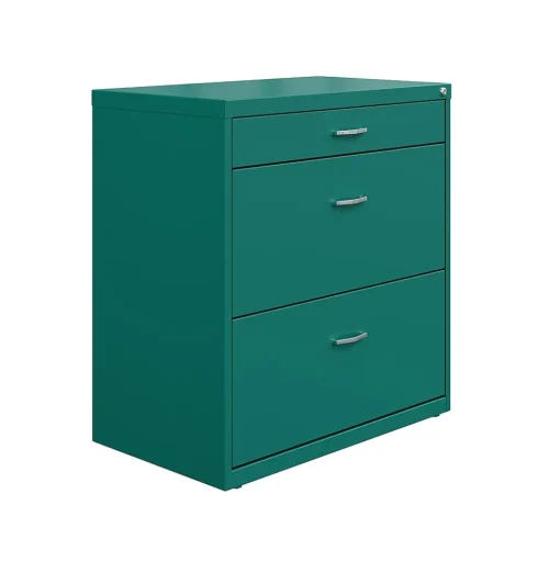 Space Solutions File Cabinets<3-Drawer Lateral File Cabinet, Letter/Legal Size, Lockable, 31.88"H x 30"W x 17.63"D, Teal (25074)