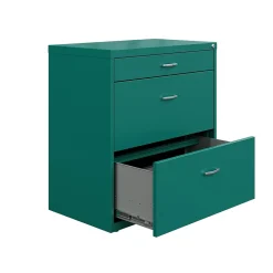 Space Solutions File Cabinets<3-Drawer Lateral File Cabinet, Letter/Legal Size, Lockable, 31.88"H x 30"W x 17.63"D, Teal (25074)
