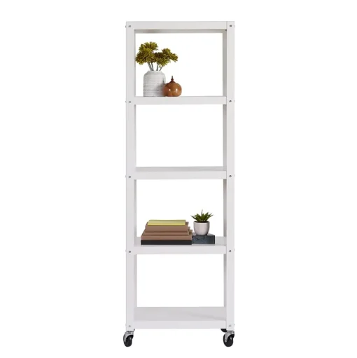 Space Solutions Bookcases<Ready-to-assemble 72-inch High Mobile 5-Shelf Bookcase, White