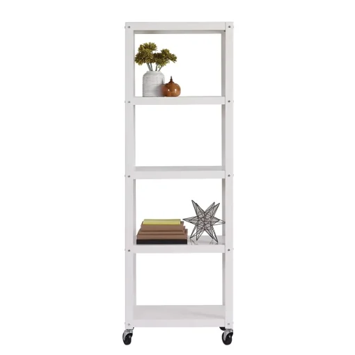 Space Solutions Bookcases<Ready-to-assemble 72-inch High Mobile 5-Shelf Bookcase, White