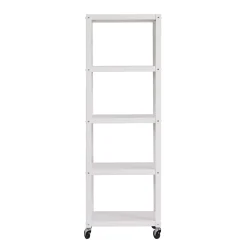 Space Solutions Bookcases<Ready-to-assemble 72-inch High Mobile 5-Shelf Bookcase, White