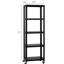 Space Solutions Bookcases<Ready-to-assemble 72-inch High Mobile 5-Shelf Bookcase, Black
