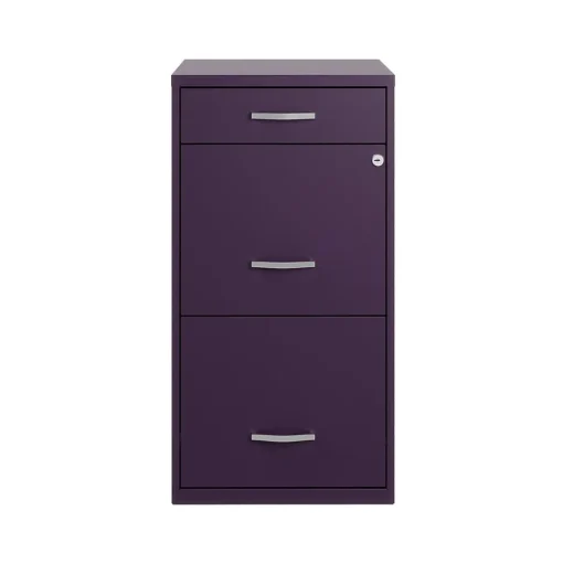 Space Solutions File Cabinets<SOHO Organizer 3-Drawer Vertical File Cabinet, Letter Size, Lockable, Midnight Purple (25281)
