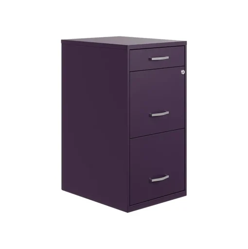 Space Solutions File Cabinets<SOHO Organizer 3-Drawer Vertical File Cabinet, Letter Size, Lockable, Midnight Purple (25281)