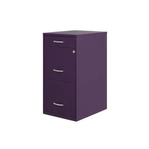 Space Solutions File Cabinets<SOHO Organizer 3-Drawer Vertical File Cabinet, Letter Size, Lockable, Midnight Purple (25281)