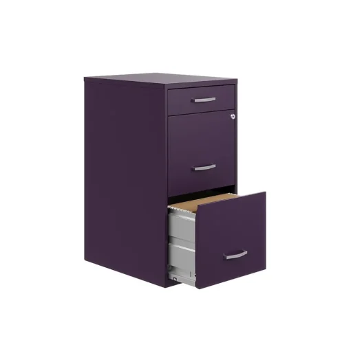 Space Solutions File Cabinets<SOHO Organizer 3-Drawer Vertical File Cabinet, Letter Size, Lockable, Midnight Purple (25281)