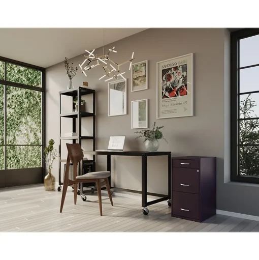 Space Solutions File Cabinets<SOHO Organizer 3-Drawer Vertical File Cabinet, Letter Size, Lockable, Midnight Purple (25281)