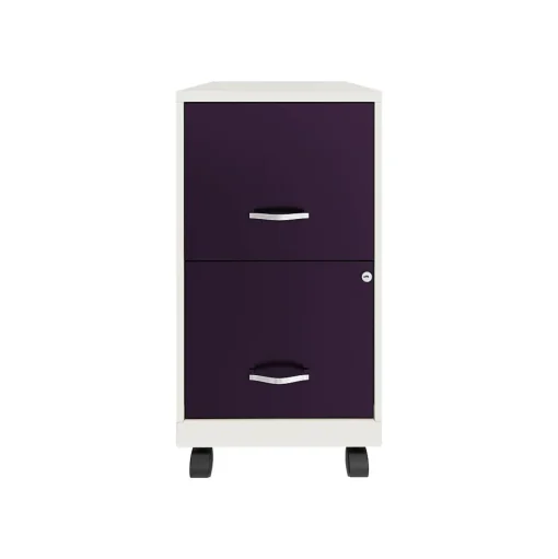 Space Solutions File Cabinets<SOHO Smart File 2-Drawer Mobile Vertical File Cabinet, Letter Size, Lockable, Pearl White/Midnight Purple(25336)