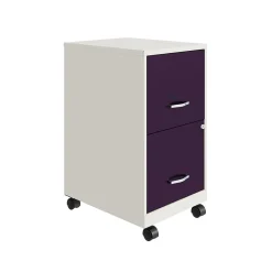 Space Solutions File Cabinets<SOHO Smart File 2-Drawer Mobile Vertical File Cabinet, Letter Size, Lockable, Pearl White/Midnight Purple(25336)