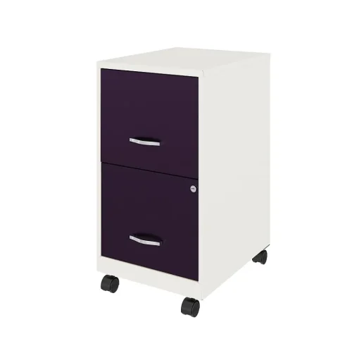 Space Solutions File Cabinets<SOHO Smart File 2-Drawer Mobile Vertical File Cabinet, Letter Size, Lockable, Pearl White/Midnight Purple(25336)