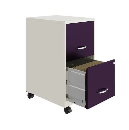 Space Solutions File Cabinets<SOHO Smart File 2-Drawer Mobile Vertical File Cabinet, Letter Size, Lockable, Pearl White/Midnight Purple(25336)