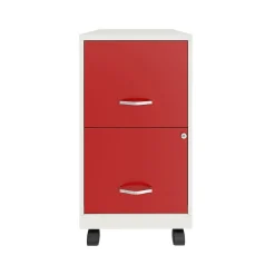 Space Solutions File Cabinets<SOHO Smart File 2-Drawer Mobile Vertical File Cabinet, Letter Size, Lockable, Pearl White/Lava Red (25334)