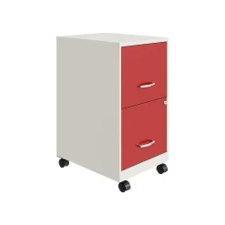 Space Solutions File Cabinets<SOHO Smart File 2-Drawer Mobile Vertical File Cabinet, Letter Size, Lockable, Pearl White/Lava Red (25334)
