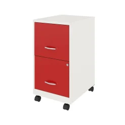 Space Solutions File Cabinets<SOHO Smart File 2-Drawer Mobile Vertical File Cabinet, Letter Size, Lockable, Pearl White/Lava Red (25334)