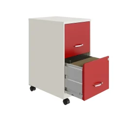 Space Solutions File Cabinets<SOHO Smart File 2-Drawer Mobile Vertical File Cabinet, Letter Size, Lockable, Pearl White/Lava Red (25334)