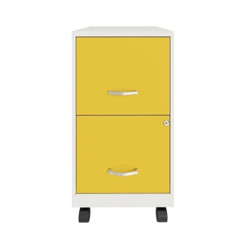 Space Solutions File Cabinets<SOHO Smart File 2-Drawer Mobile Vertical File Cabinet, Letter Size, Lockable, Pearl White/Goldfinch (25337)