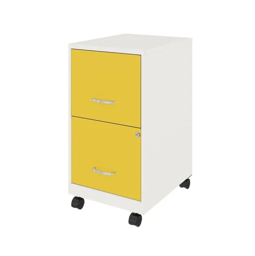 Space Solutions File Cabinets<SOHO Smart File 2-Drawer Mobile Vertical File Cabinet, Letter Size, Lockable, Pearl White/Goldfinch (25337)