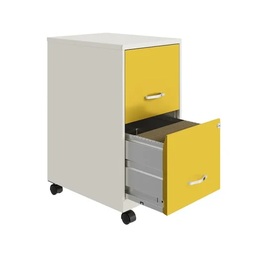 Space Solutions File Cabinets<SOHO Smart File 2-Drawer Mobile Vertical File Cabinet, Letter Size, Lockable, Pearl White/Goldfinch (25337)