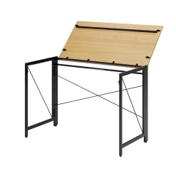 Space Solutions Computer Desks<43"W Folding Home Office Desk, Black/Teak (24969)