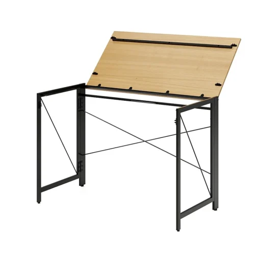 Space Solutions Computer Desks<43"W Folding Home Office Desk, Black/Teak (24969)