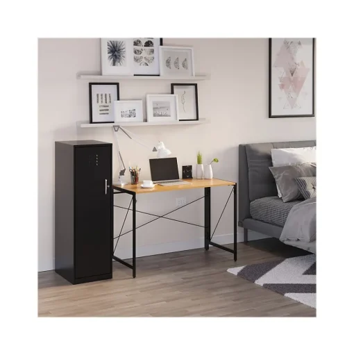 Space Solutions Computer Desks<43"W Folding Home Office Desk, Black/Teak (24969)