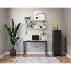 Space Solutions Computer Desks<43"W Folding Home Office Desk, Black/Teak (24969)