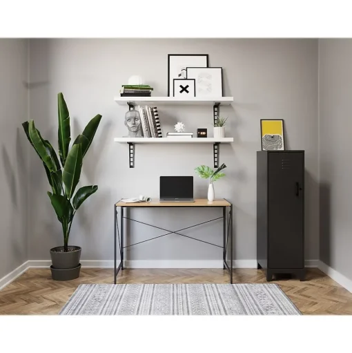 Space Solutions Computer Desks<43"W Folding Home Office Desk, Black/Teak (24969)