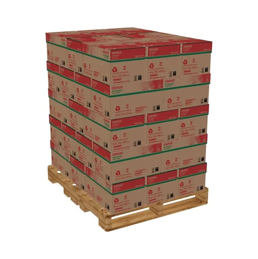 Staples Large Quantity Paper<30% Recycled 8.5" x 11" Copy Paper, 20 lbs., 92 Brightness, 500 Sheets/Ream, 400 Reams/Pallet (1893)
