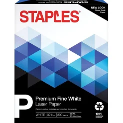 Staples Large Quantity Paper<30% Recycled 8.5" x 11" Multipurpose Paper, 32 lbs., 100 Brightness, 300/Pack (358C-WH-STP)