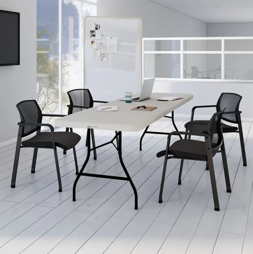 Staples Folding Tables<8' x 30" Heavy Duty Plastic Folding Table, White (79233/54273)