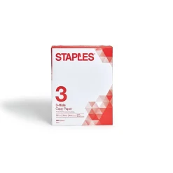 Staples Copy Paper<8.5" x 11" 3-Hole Punched Copy Paper, 20 lbs., 92 Brightness, 500/Ream (221192)