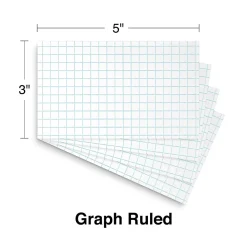 Staples Index Cards<3" x 5" Index Cards, Graph Ruled, White, 100/Pack (TR50996)