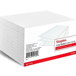 Staples Index Cards<3" x 5" Index Cards, Lined, White, 500/Pack (TR51009)