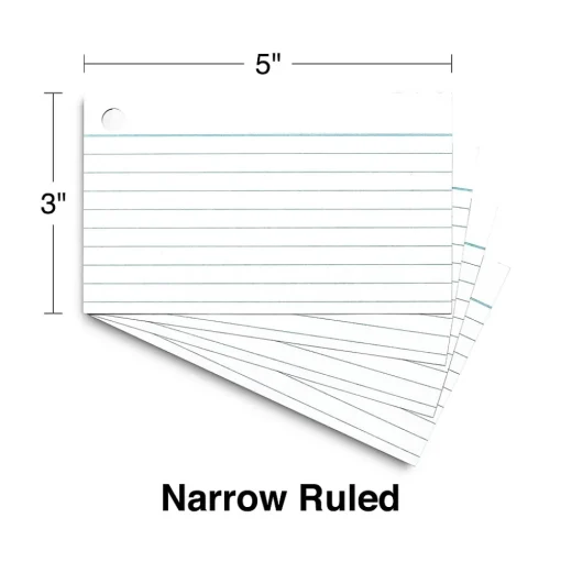 Staples Index Cards<3" x 5" Index Cards, Lined, White, 65 Cards/Pack, 3 Packs/Carton (TR21580)