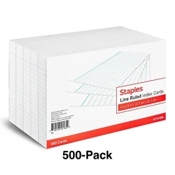Staples Index Cards<5" x 8" Index Cards, Lined, White, 500/Pack (TR51006)