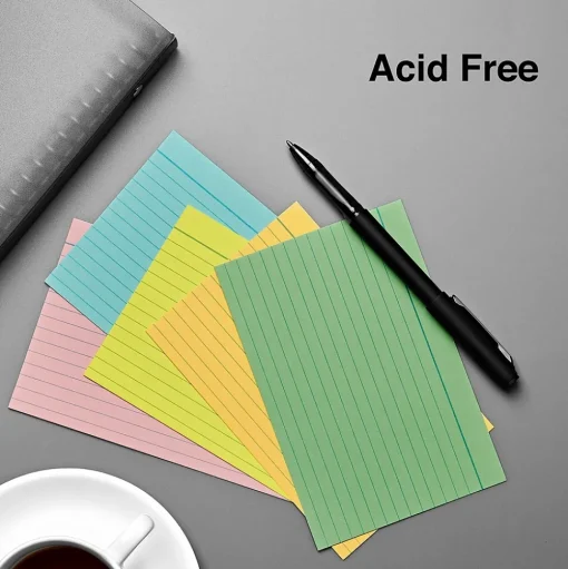 Staples Index Cards<4" x 6" Index Cards, Lined, Assorted Colors, 300/Pack (TR51000)