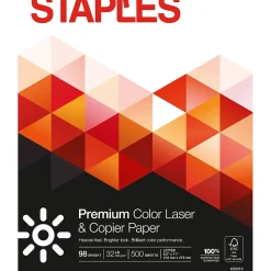 Staples Large Quantity Paper<8.5" x 11" Laser Paper, 32 lbs., 98 Brightness, 500/Ream (85047 / 86047)
