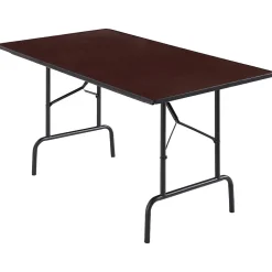 Staples Folding Tables<6' x 30" Wooden Heavy Duty Folding Table, Walnut (58366)