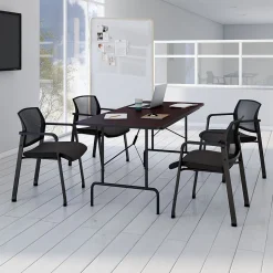 Staples Folding Tables<6' x 30" Wooden Heavy Duty Folding Table, Walnut (58366)