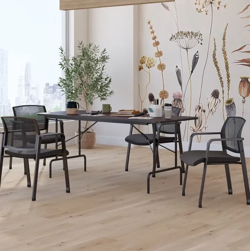 Staples Folding Tables<6' x 30" Wooden Heavy Duty Folding Table, Walnut (58366)