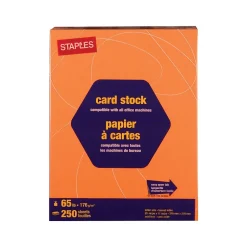Staples Card Stock<Brights 65 lb. Cardstock Paper, 8.5" x 11", , 250 Sheets/Pack (21108)