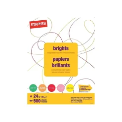 Staples Multipurpose Paper<Brights Multipurpose Paper, 24 lbs., 8.5" x 11", Assorted, 500/Ream (20200)
