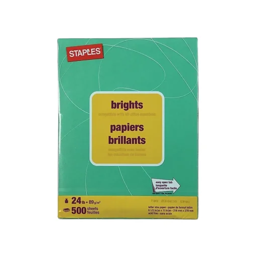 Staples Multipurpose Paper<Brights Multipurpose Paper, 24 lbs., 8.5" x 11", , 500/Ream (20103)