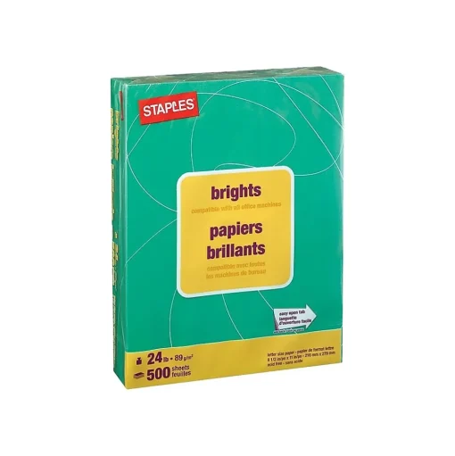 Staples Multipurpose Paper<Brights Multipurpose Paper, 24 lbs., 8.5" x 11", , 500/Ream (20103)
