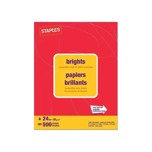 Staples Multipurpose Paper<Brights Multipurpose Paper, 24 lbs., 8.5" x 11", , 500/Ream (20104)