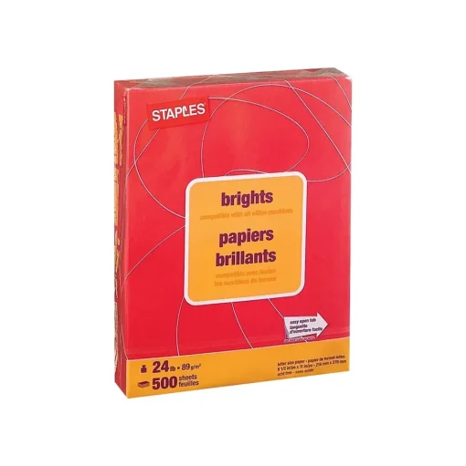 Staples Multipurpose Paper<Brights Multipurpose Paper, 24 lbs., 8.5" x 11", , 500/Ream (20104)