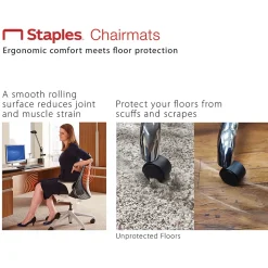 Staples Chair Mats<Carpet Chair Mat, 36" x 48", Designed for Low-Pile Carpet, Clear Vinyl (120031)