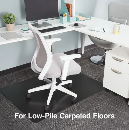 Staples Chair Mats<® Carpet Chair Mat, 36" x 48'', Low-Pile, Black (26991)